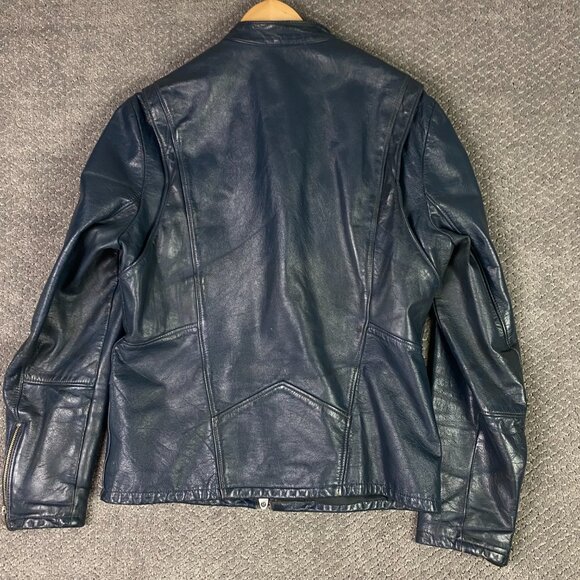 Vintage Drospo Cafe Racer Leather Jacket Men's 42 Gray Motorcycle Biker Talon - Picture 5 of 15